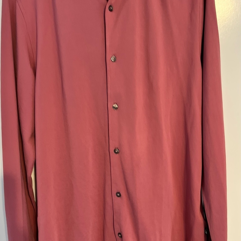 NWT Ted Baker Rigby Pique Long sleeve button down pink salmon shirt size 4 Med - Picture 2 of 16